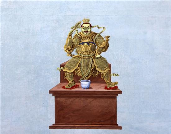 A set of four Chinese gouache paintings of immortals and luohan, first half 19th century, 35.5 x 46cm